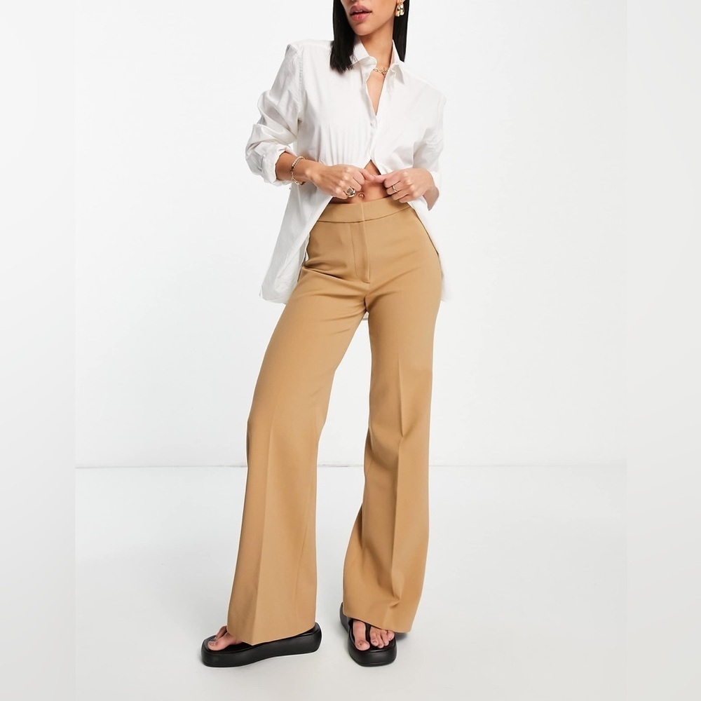 & Other Stories High Rise Wide Leg Tan Pants Size 8